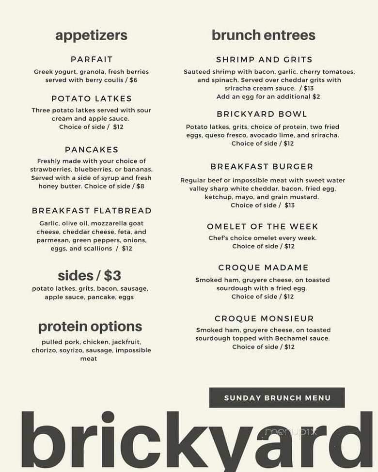 Brickyard Bar & Grill - Knoxville, TN menu_pic