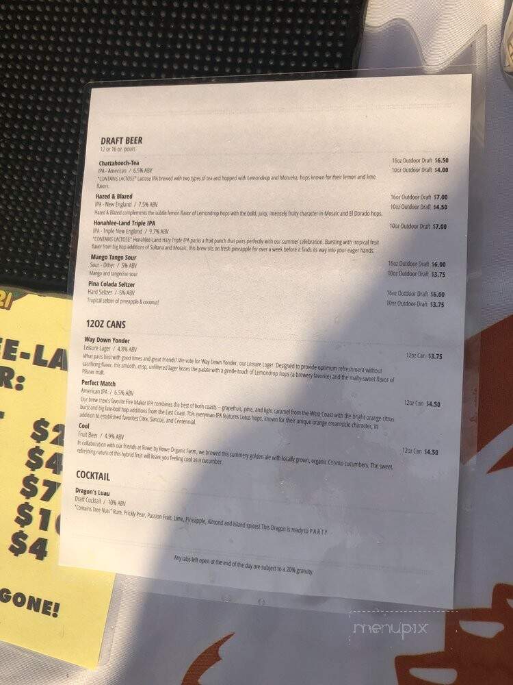 Fire Maker Brewing - Atlanta, GA menu_pic