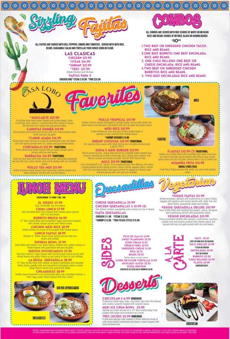Casa Lobo - Woodstock, GA menu_pic