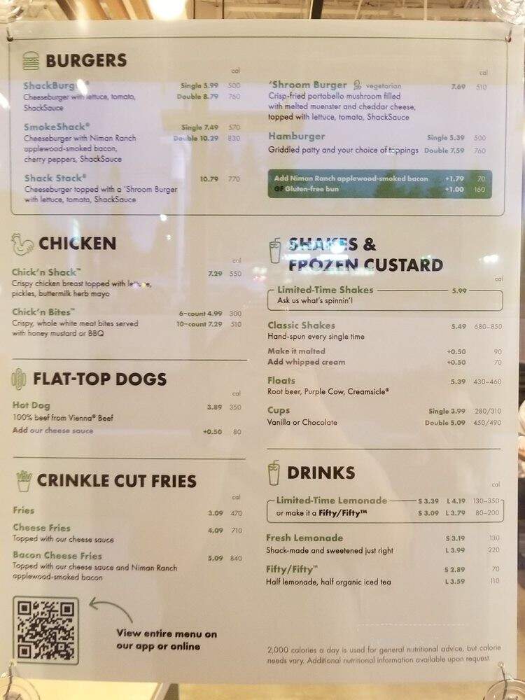 Shake Shack - Beaverton, OR menu_pic