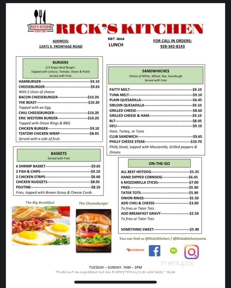 Rick's Kitchen - Yuma, AZ menu_pic