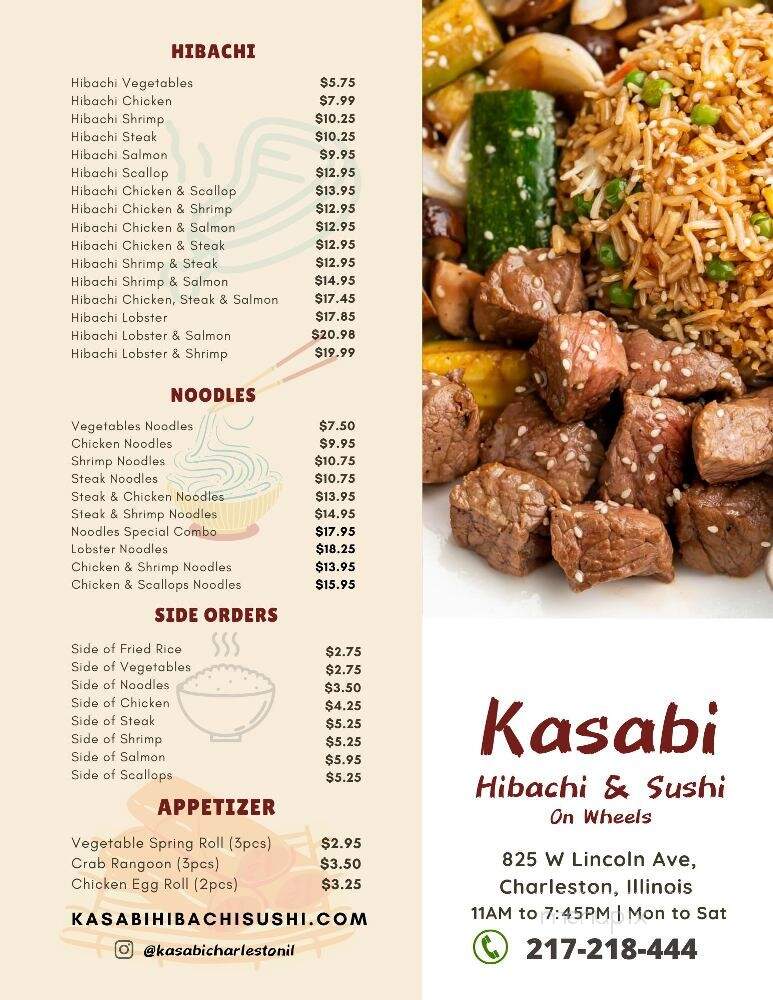 Kasabi Japanese Hibachi & Sushi - Charleston, IL menu_pic
