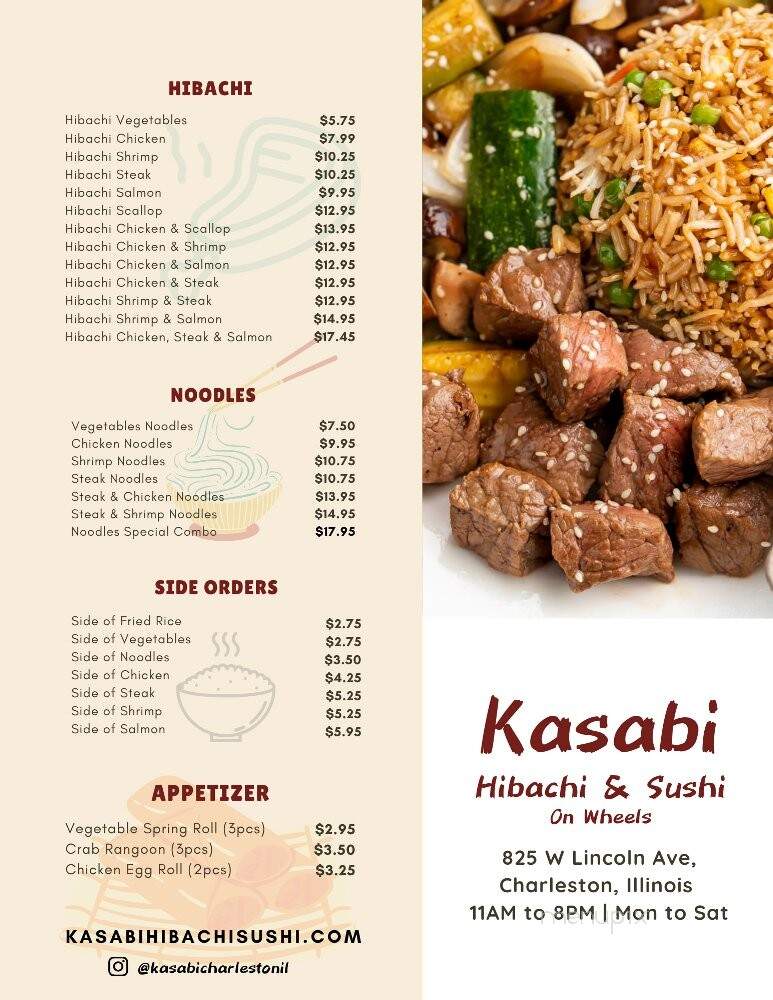 Kasabi Japanese Hibachi & Sushi - Charleston, IL menu_pic