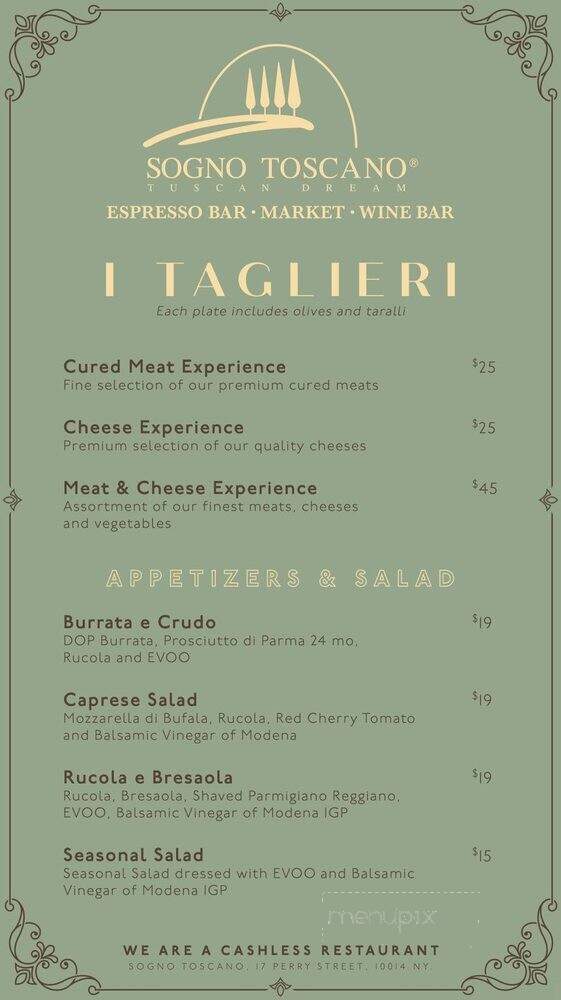 Sogno Toscano Market & Wine - New York, NY menu_pic