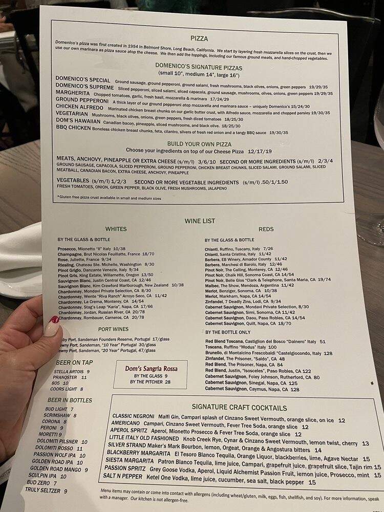Domenico's On The Lake - Mission Viejo, CA menu_pic