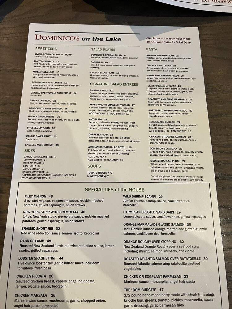 Domenico's On The Lake - Mission Viejo, CA menu_pic