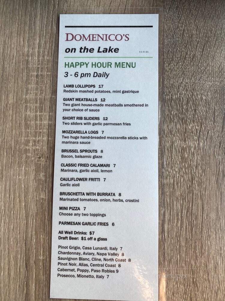 Domenico's On The Lake - Mission Viejo, CA menu_pic