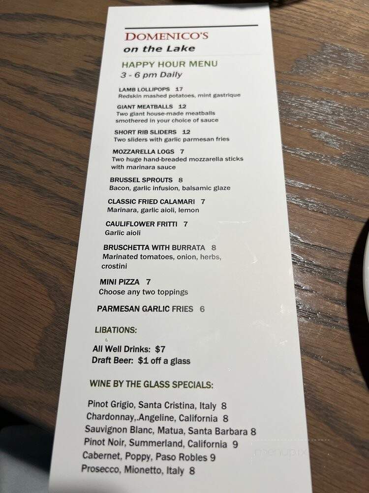 Domenico's On The Lake - Mission Viejo, CA menu_pic