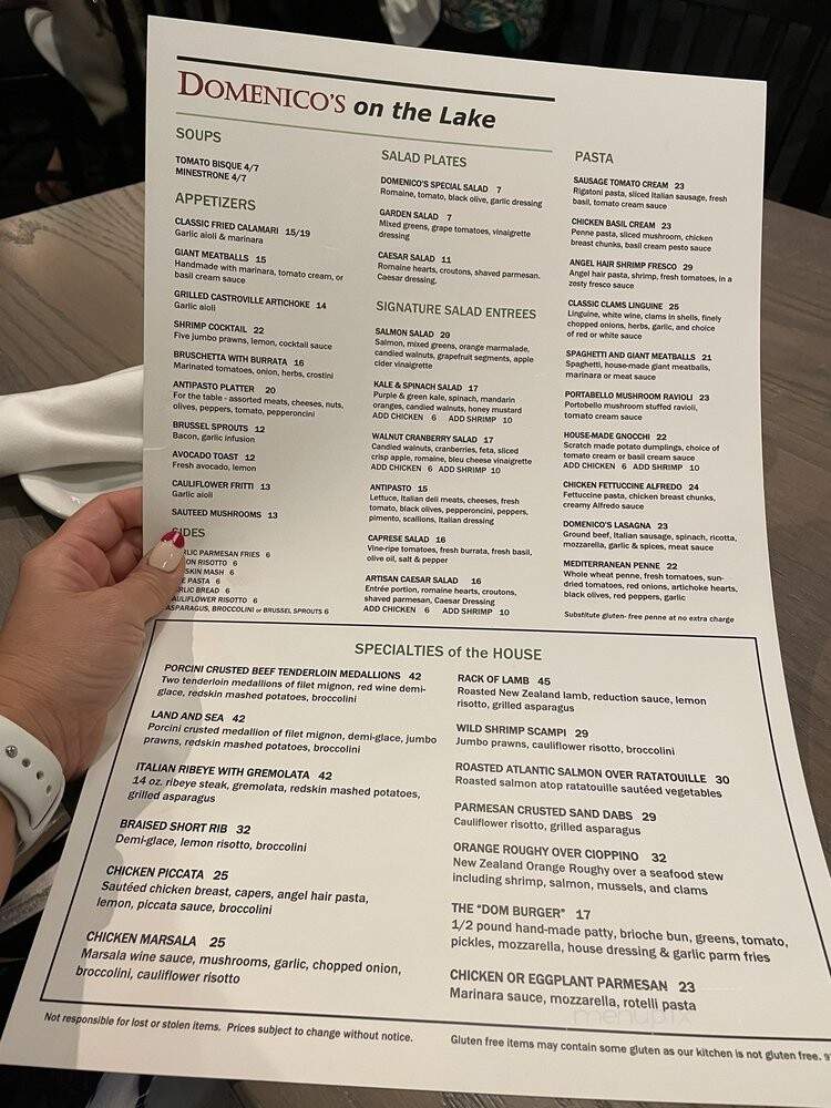 Domenico's On The Lake - Mission Viejo, CA menu_pic