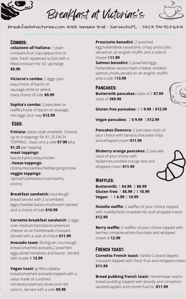 Breakfast at Victoria's - Sarasota, FL menu_pic