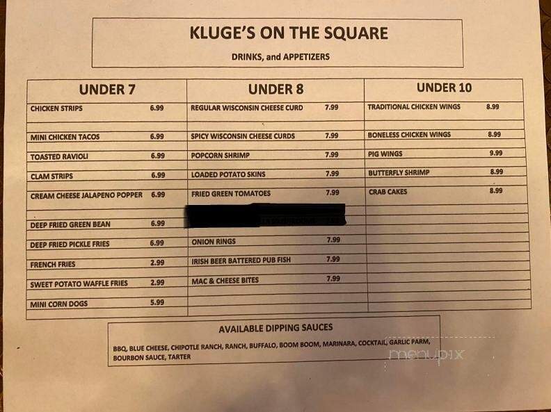 Kluge's on the Square - Taylorville, IL menu_pic