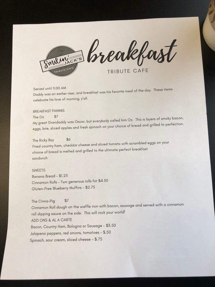 Smilin Jack's Cafe - Knoxville, TN menu_pic