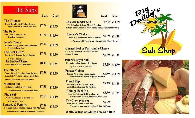 Big Daddy's Sub Shop - Orange Park, FL menu_pic
