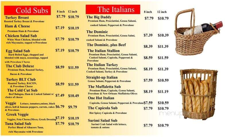 Big Daddy's Sub Shop - Orange Park, FL menu_pic