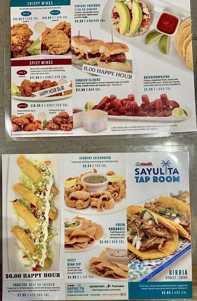 Sayulita Tap Room - Indio, CA menu_pic