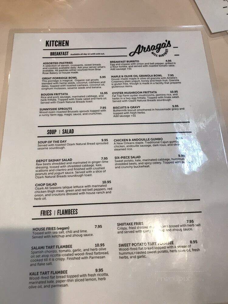 Arsaga's Mill District - Fayetteville, AR menu_pic