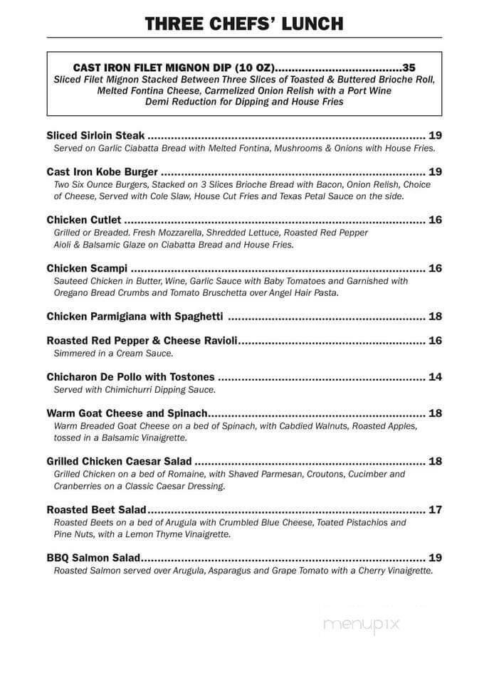 Three Chefs Steakhouse - Elmwood Park, NJ menu_pic