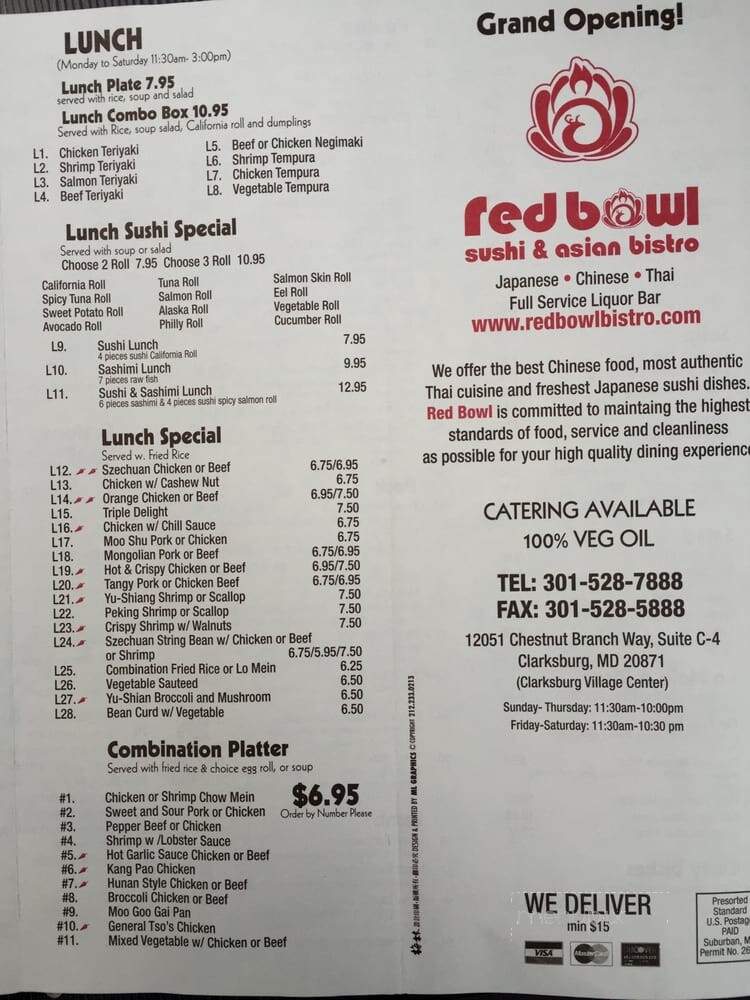 Red Bowl Sushi & Asian Bistro - Clarksburg, MD