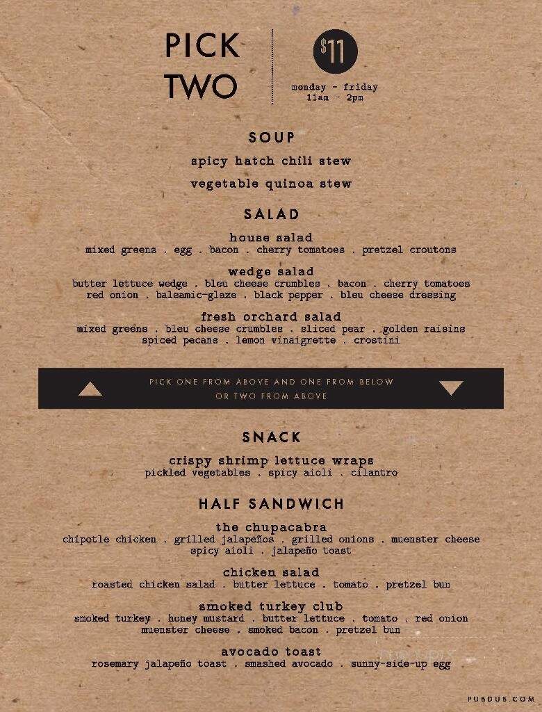 Pub W - Norman, OK menu_pic