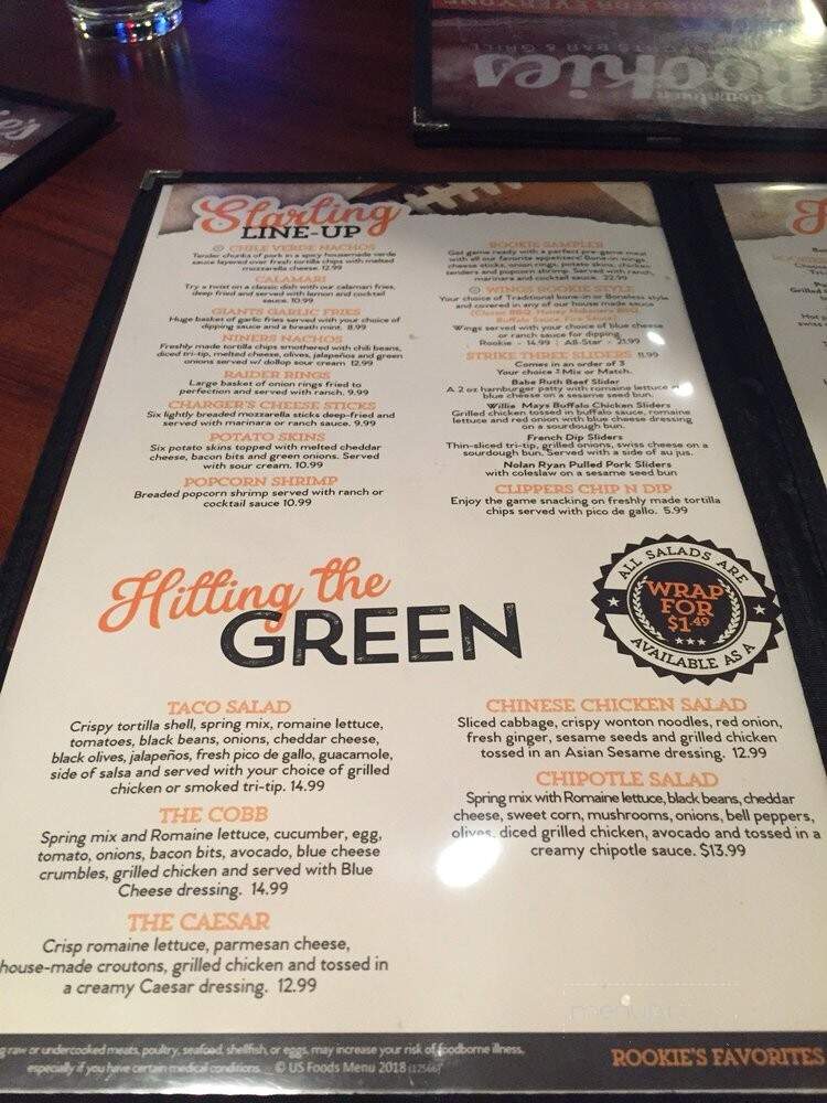 Menu - Rookies Sports Bar and Grill - American Restaurant in Seattle, WA