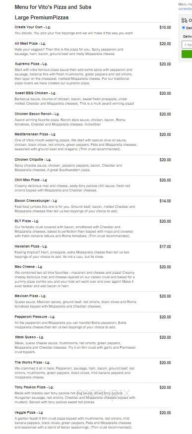 Vito's Pizza - Walbridge, OH menu_pic