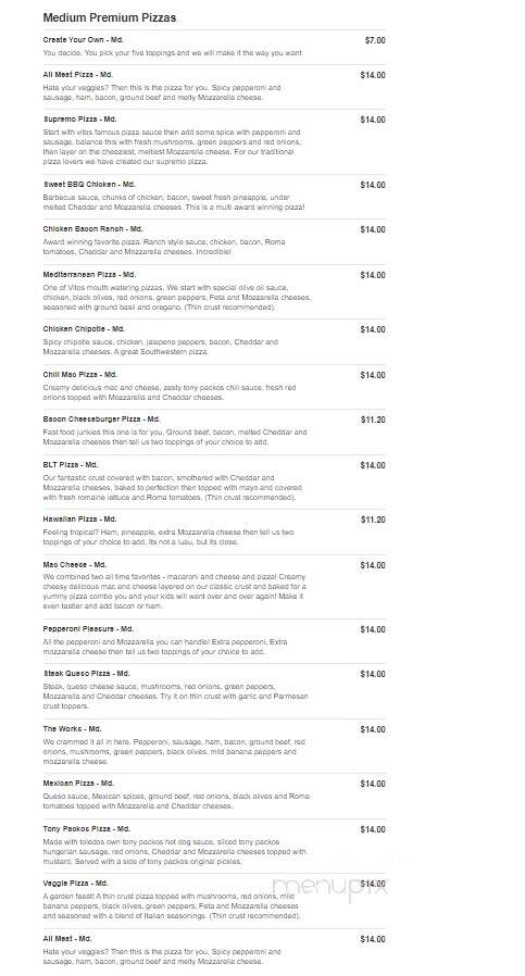 Vito's Pizza - Walbridge, OH menu_pic