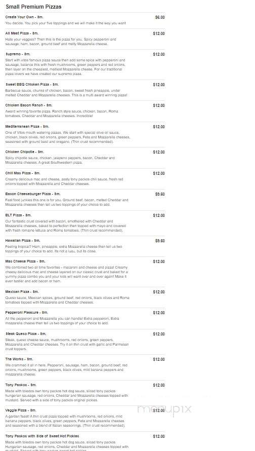 Vito's Pizza - Walbridge, OH menu_pic