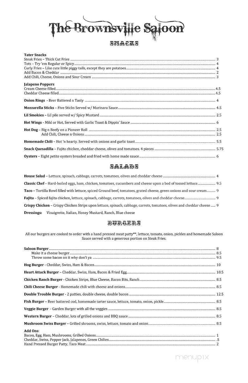 Brownsville Saloon - Brownsville, OR menu_pic