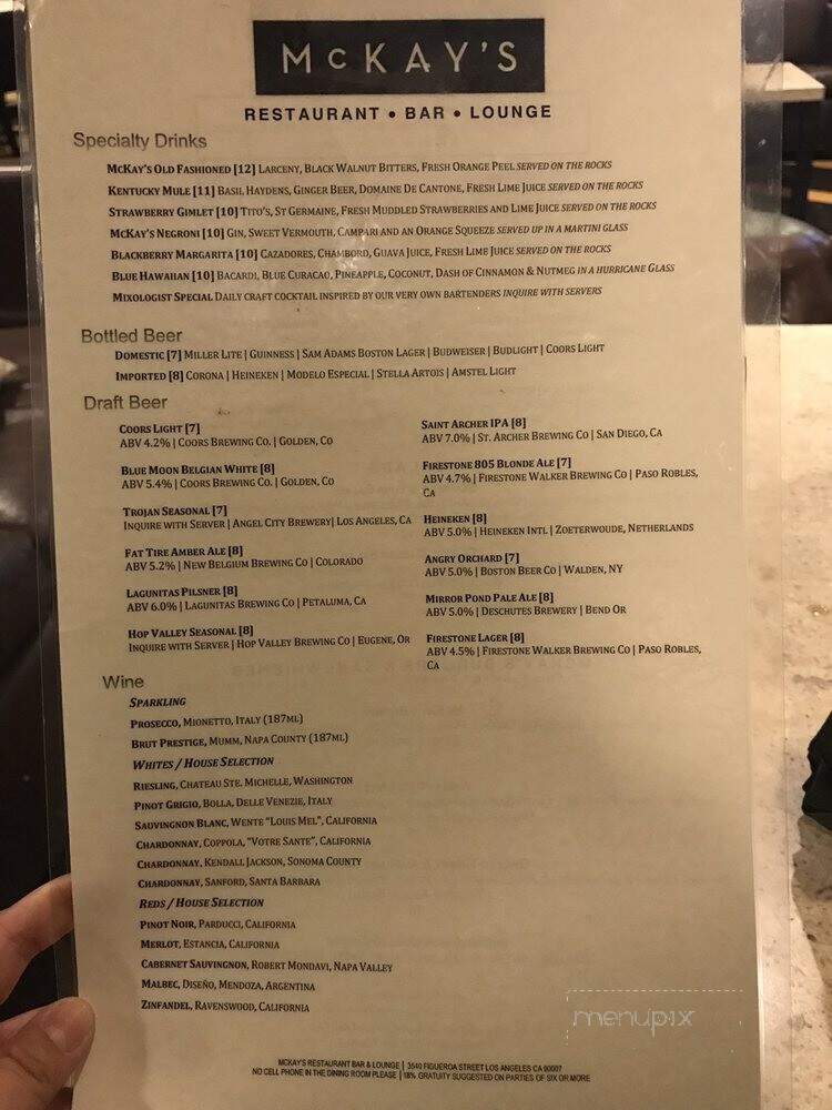 McKay's - Los Angeles, CA menu_pic