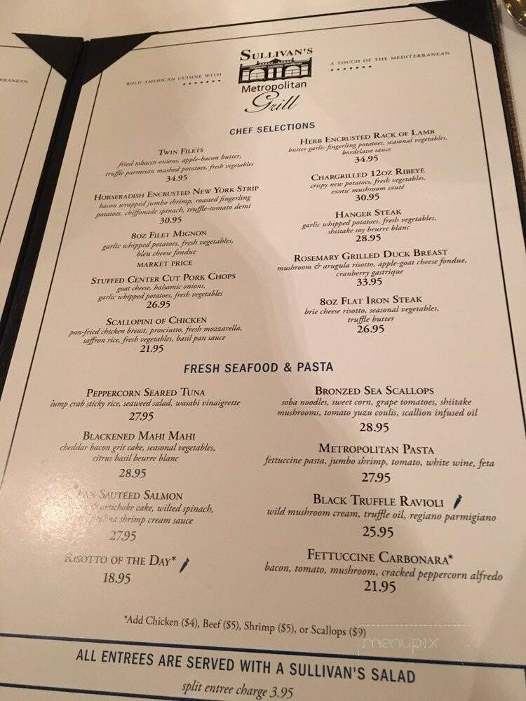 Sullivan's Metropolitan Grill - Anderson, SC menu_pic
