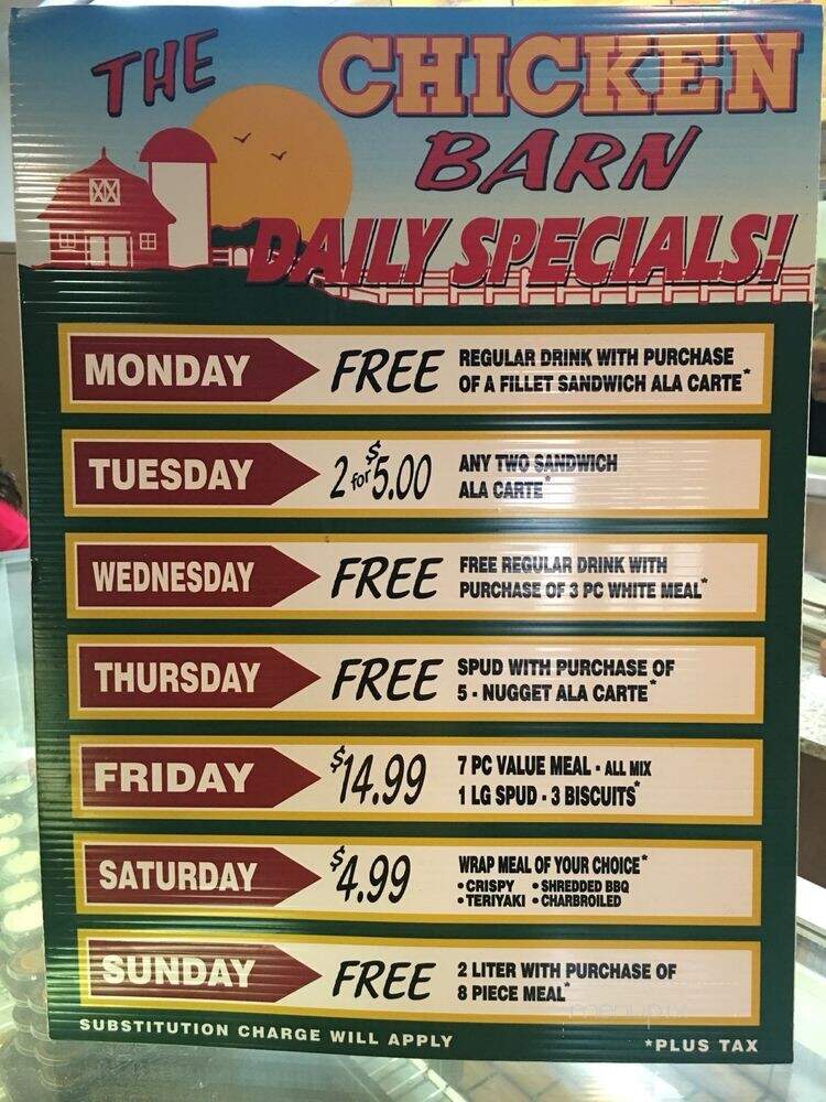 Chicken Barn - Modesto, CA menu_pic