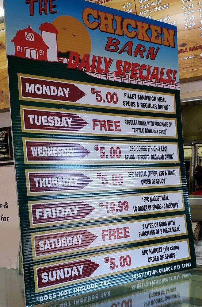 Chicken Barn - Modesto, CA menu_pic