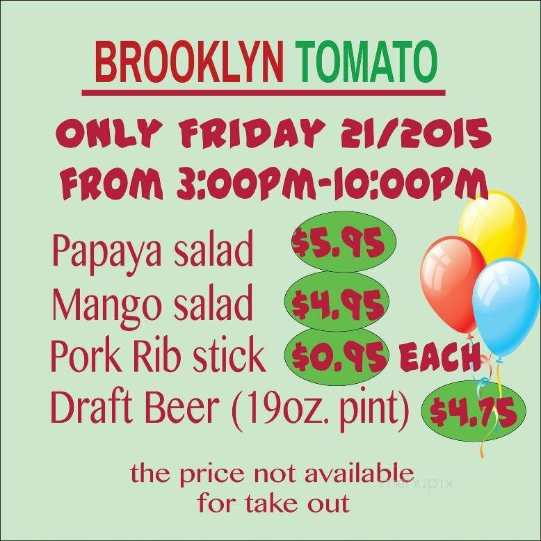 Brooklyn Tomato - Edmonton, AB menu_pic