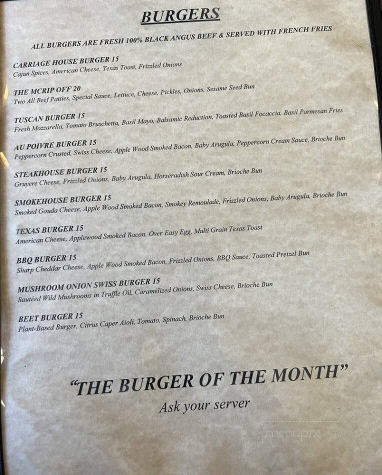 Carriage House Restaurant & Tavern The - Patterson, NY menu_pic