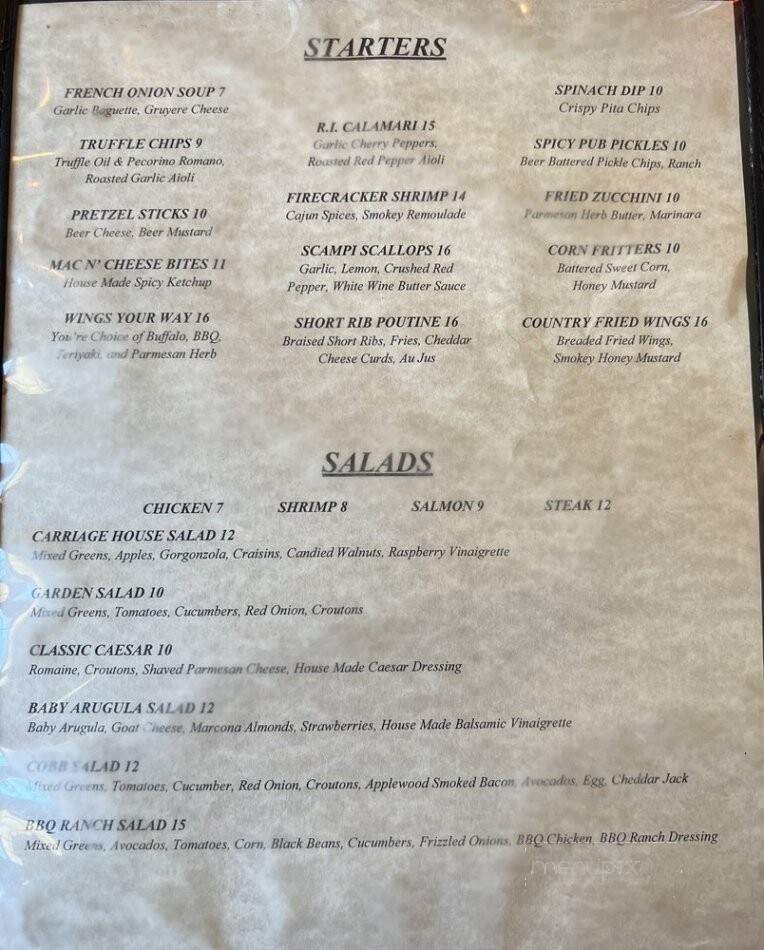 Carriage House Restaurant & Tavern The - Patterson, NY menu_pic