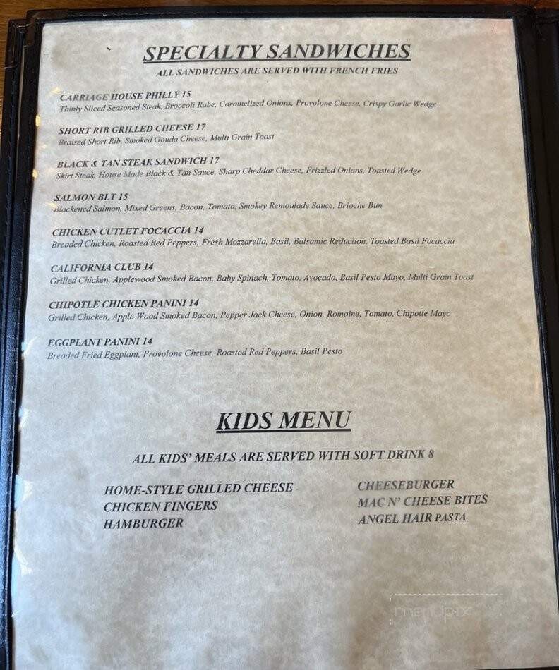 Carriage House Restaurant & Tavern The - Patterson, NY menu_pic
