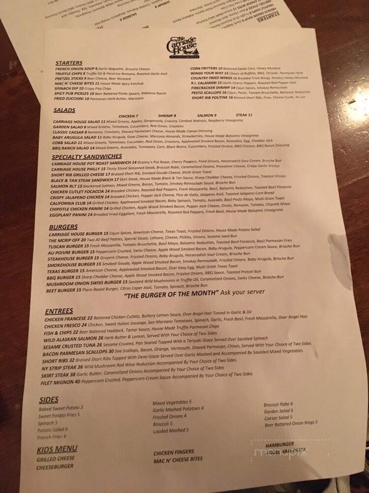 Carriage House Restaurant & Tavern The - Patterson, NY menu_pic