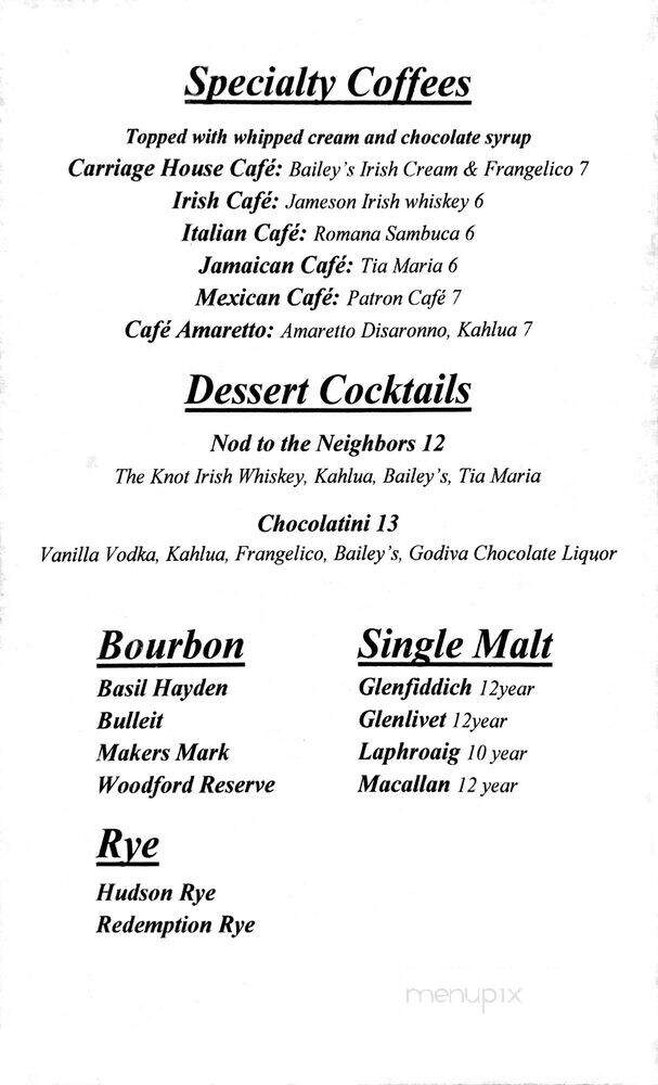 Carriage House Restaurant & Tavern The - Patterson, NY menu_pic