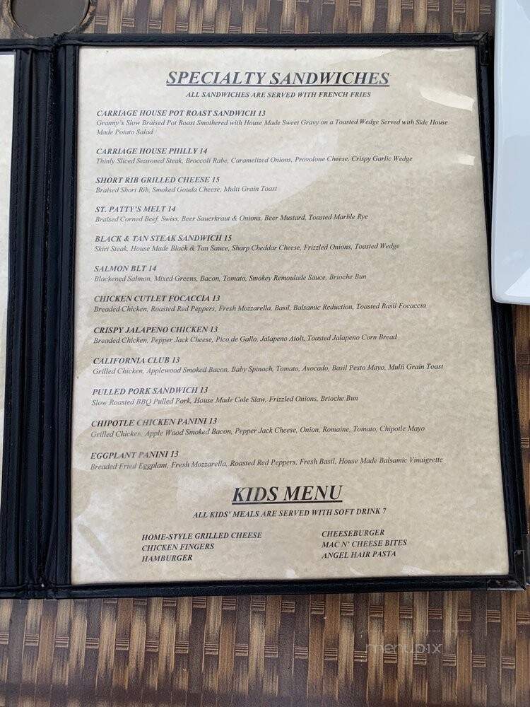 Carriage House Restaurant & Tavern The - Patterson, NY menu_pic