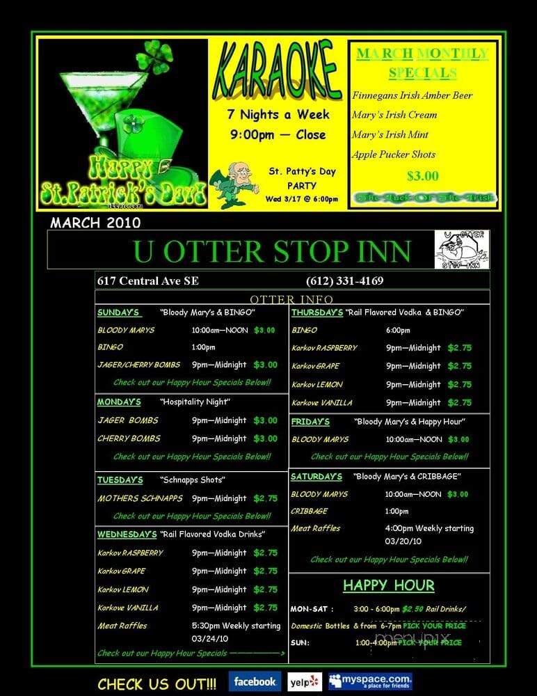 Otter's Saloon - Minneapolis, MN menu_pic