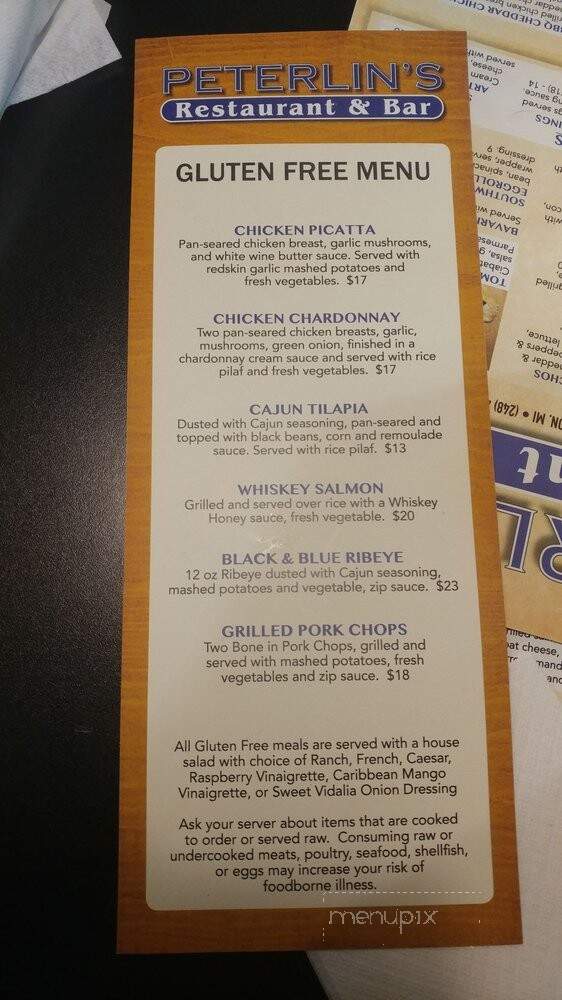 Peterlin's Resturant Bar - Farmington Hills, MI menu_pic