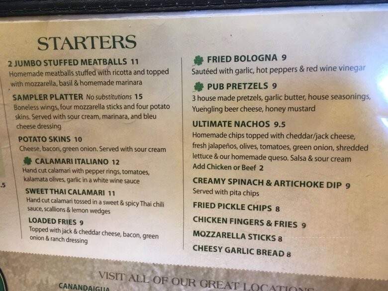 Eddie O'Briens - Farmington, NY menu_pic