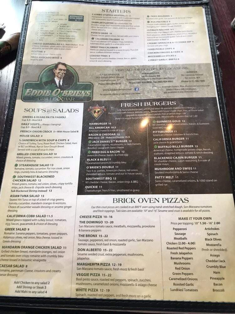 Eddie O'Briens - Farmington, NY menu_pic