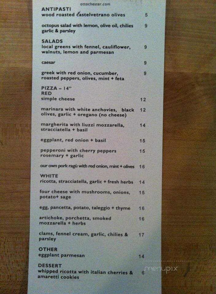 OTTO Pizza Chester - Chester, CT menu_pic