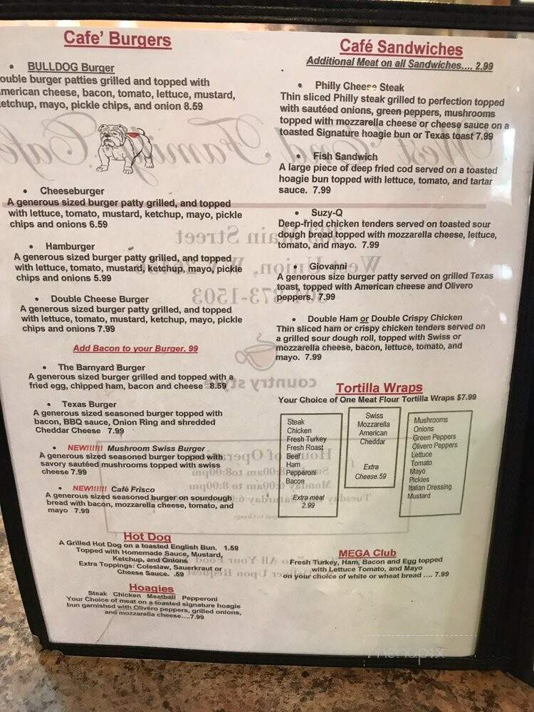 West End Cafe - West Union, WV menu_pic