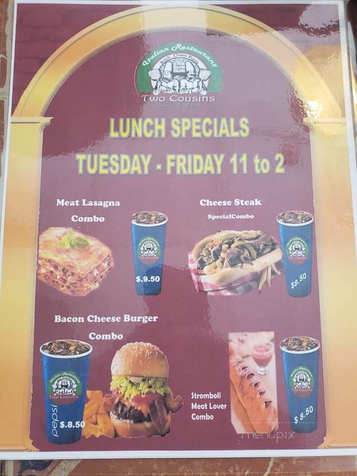 Two Cousins Pizza & Grill - Snow Hill, NC menu_pic