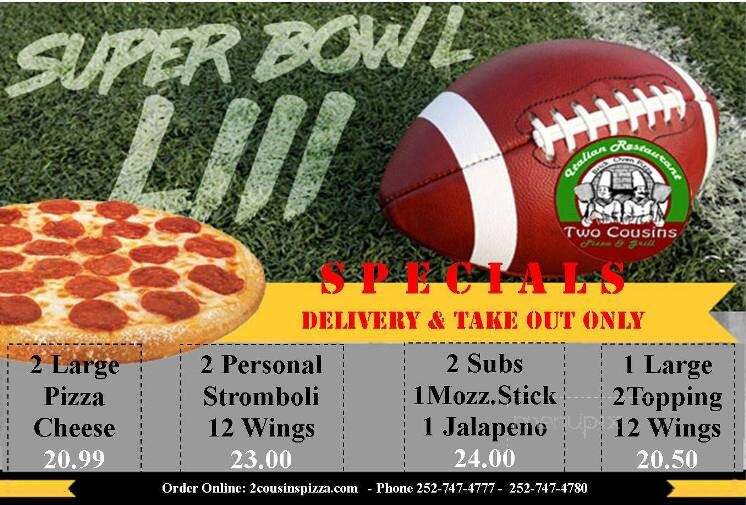 Two Cousins Pizza & Grill - Snow Hill, NC menu_pic