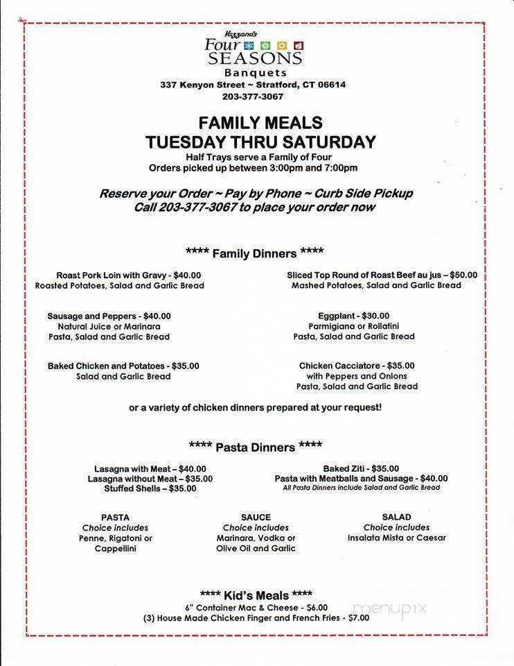 Vazzano's Four Seasons - Stratford, CT menu_pic