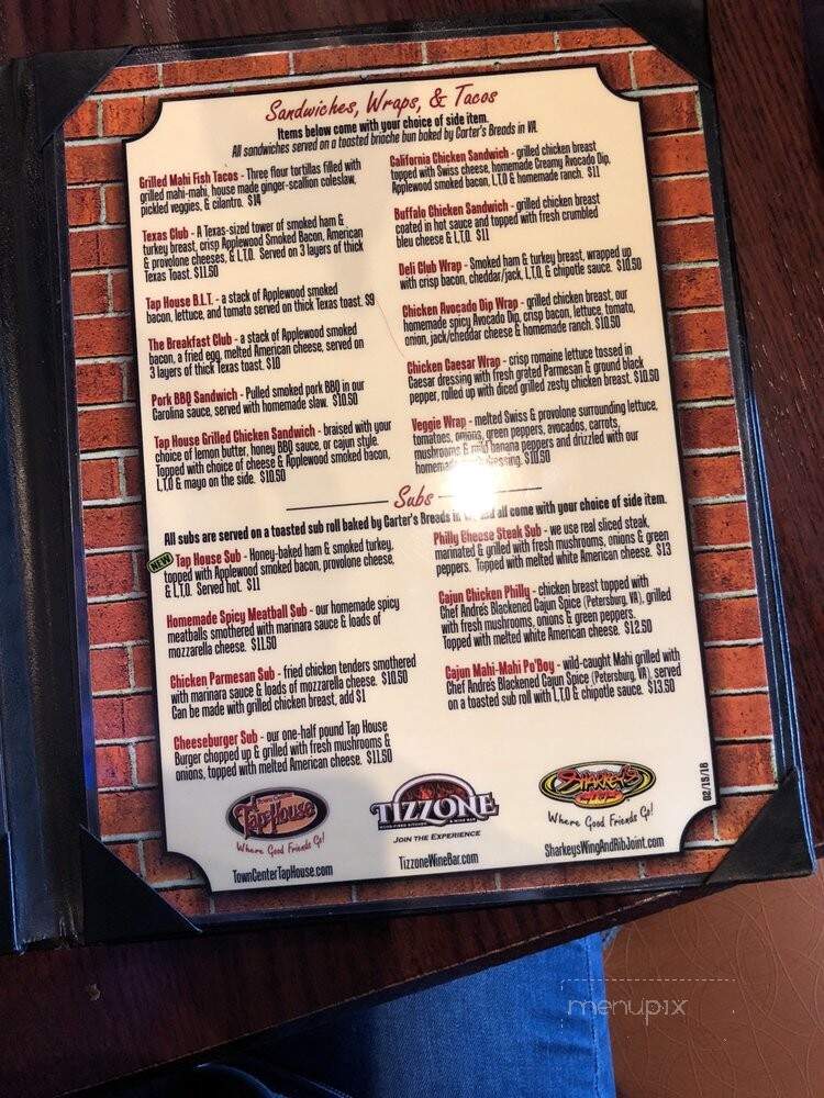 Town Center Tap House - Daleville, VA menu_pic