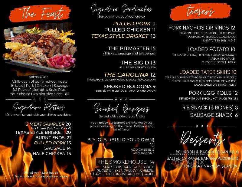 Big D's BBQ - Branson, MO menu_pic